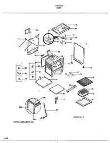 Body Page 3 Diagram and Parts List for 2883  Frigidaire Range