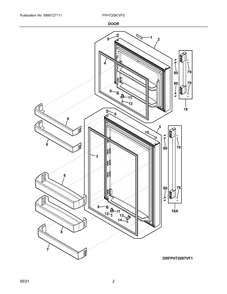 Door Diagram and Parts List for FPHT2097VF0  Frigidaire Refrigerator