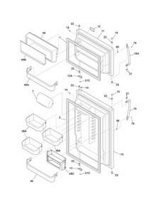 Doors Diagram and Parts List for FGUI2149PF0  Frigidaire Refrigerator
