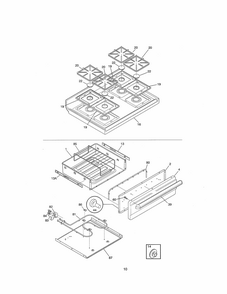 Top/drawer Diagram and Parts List for 79077478792  Kenmore Range