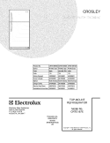 COVER Diagram and Parts List for CRTE187EB6  Crosley Refrigerator