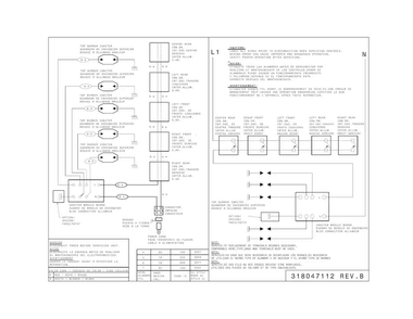 Wiring Diagram Diagram and Parts List for FFGC3626SBA  Frigidaire Cooktop