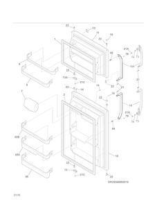 Doors Diagram and Parts List for 25370603411  Kenmore Refrigerator