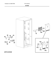 System Diagram and Parts List for FFFU18F2VW  Frigidaire Freezer