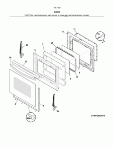 Door Diagram and Parts List for 79074232314  Kenmore Range