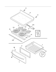 Top/drawer Diagram and Parts List for FGEF3041KFJ  Frigidaire Range
