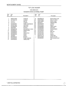 Washer Drive System/pump Page 2 Diagram and Parts List for 6506-87C  Frigidaire Washer
