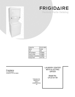 01 - COVER Diagram and Parts List for CFLE1011MW1  Frigidaire Washer Dryer Combo