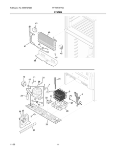 System Diagram and Parts List for FFTR2045VS5  Frigidaire Refrigerator