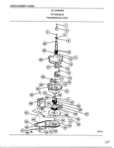Transmission Assembly Diagram and Parts List for 6504E  Frigidaire Washer