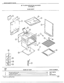 30" Floor/basic Body Diagram and Parts List for 2468A  Frigidaire Range