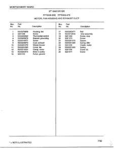 Motor/fan Housing And Exhaust Duct Page 2 Diagram and Parts List for 8308-80E  Frigidaire Dryer