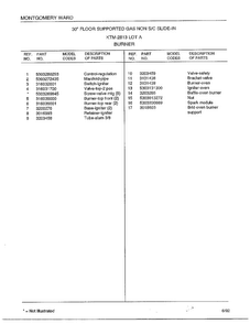 Burner Page 2 Diagram and Parts List for 2813A  Frigidaire Range