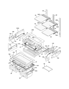 Shelves Diagram and Parts List for EI28BS80KS1  Electrolux Refrigerator