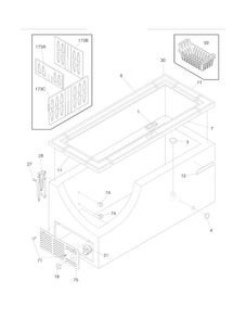 Cabinet Diagram and Parts List for FFCH13M2MW0  Frigidaire Freezer