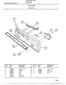 Dishwasher Diagram and Parts List for 1077B  Frigidaire Dishwasher