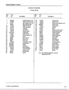 Upright Freezer Page 4 Diagram and Parts List for 45158B  Frigidaire Freezer