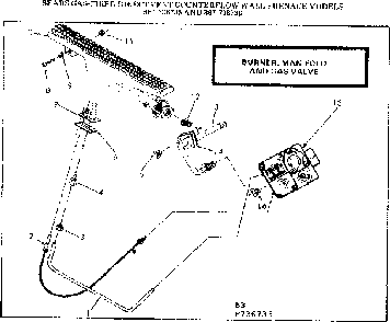 Burner manifold and gas valve Diagram and Parts List for 867736735  Frigidaire Furnace