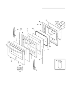 Door Diagram and Parts List for DGGF3042KFM  Frigidaire Range