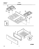 TOP / DRAWER Diagram and Parts List for FGF366AUA  Frigidaire Range