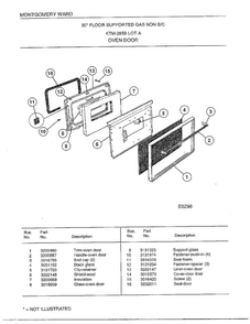 30` Floor Supported Gas/oven Door Diagram and Parts List for 2859A  Frigidaire Range