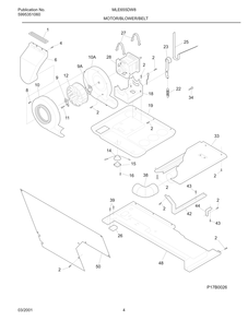 Motor/Blower/Belt Diagram and Parts List for MLE655DW8  Frigidaire Dryer