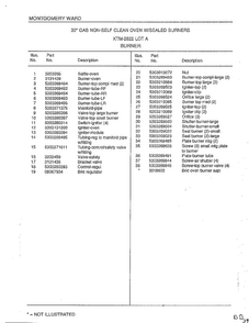 Burner Page 2 Diagram and Parts List for 2822A  Frigidaire Range