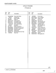 Upright Freezer Page 2 Diagram and Parts List for 49269B  Frigidaire Freezer