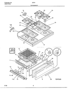 Top/drawer Diagram and Parts List for 283440B  Frigidaire Range