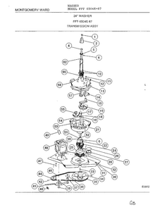 Transmission Assy Diagram and Parts List for 6504E-87  Frigidaire Washer