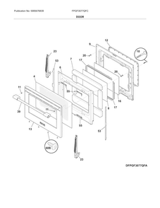 Door Diagram and Parts List for FPGF3077QFC  Frigidaire Range