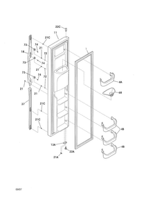 Freezer Door Diagram and Parts List for FRS3HR5HM5  Frigidaire Refrigerator