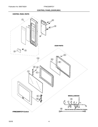 Control Panel,door,misc. Diagram and Parts List for FPMO209RFDY  Frigidaire Microwave