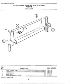30" Floor Backguard Diagram and Parts List for 2408A  Frigidaire Range
