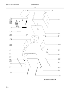 Tub Diagram and Parts List for FDHP4336AS0A  Frigidaire Dishwasher