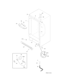 Cabinet Diagram and Parts List for FFFU14M1QWA  Frigidaire Freezer