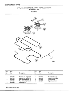 Element Diagram and Parts List for 4889A  Frigidaire Range