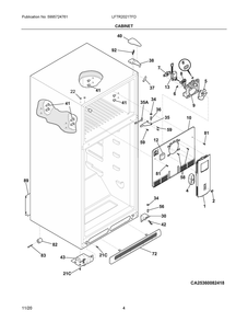 Cabinet Diagram and Parts List for LFTR2021TFD  Frigidaire Refrigerator