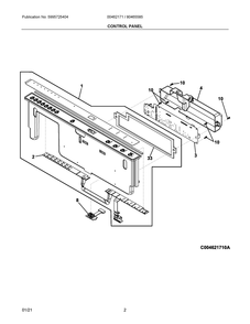 Control Panel Diagram and Parts List for 804655850A  Frigidaire Dishwasher