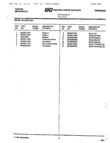 Microwave Diagram and Parts List for 56-1030  Frigidaire Microwave