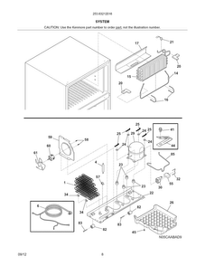 System Diagram and Parts List for 25363212016  Kenmore Refrigerator