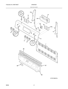 Backguard Diagram and Parts List for 20462052D  Frigidaire Range