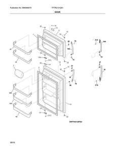 Door Diagram and Parts List for FFTR2131QS1  Frigidaire Refrigerator