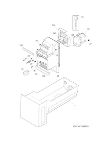 Ice Container Diagram and Parts List for DGHF2360PF4A  Frigidaire Refrigerator