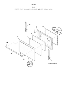 Door Diagram and Parts List for 79073032314  Kenmore Range
