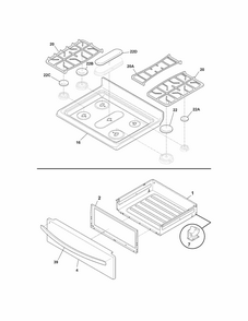 Top/drawer Diagram and Parts List for 79072713211  Kenmore Range