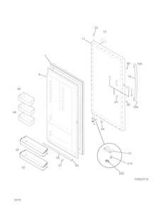 Door Diagram and Parts List for FFFH17F4QTA  Frigidaire Freezer