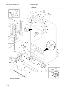 Cabinet Diagram and Parts List for EI23BC65KSBA  Electrolux Refrigerator