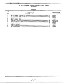 30" Floor Gas/top Page 2 Diagram and Parts List for 2509A  Frigidaire Range