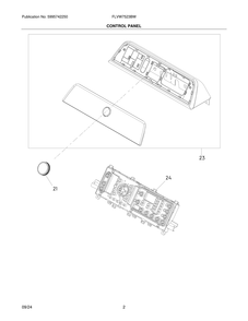 Control Panel Diagram and Parts List for FLVW7523BW  Frigidaire Washer